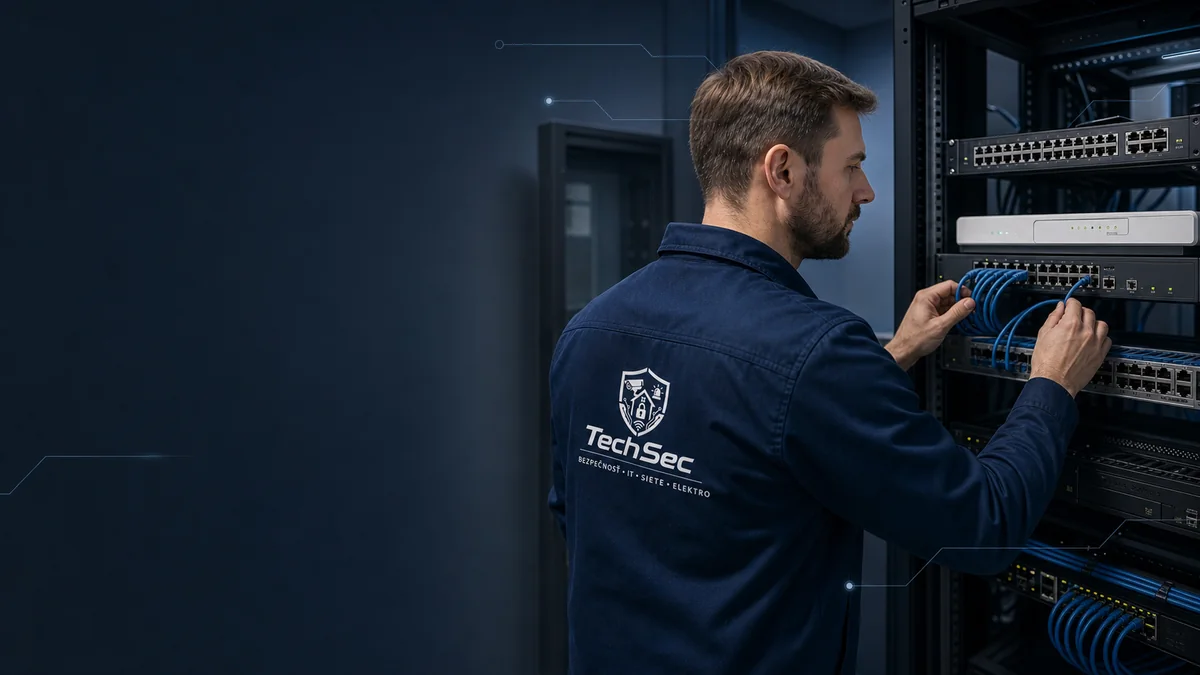 Technik TechSec pracuje na počítačovej sieti