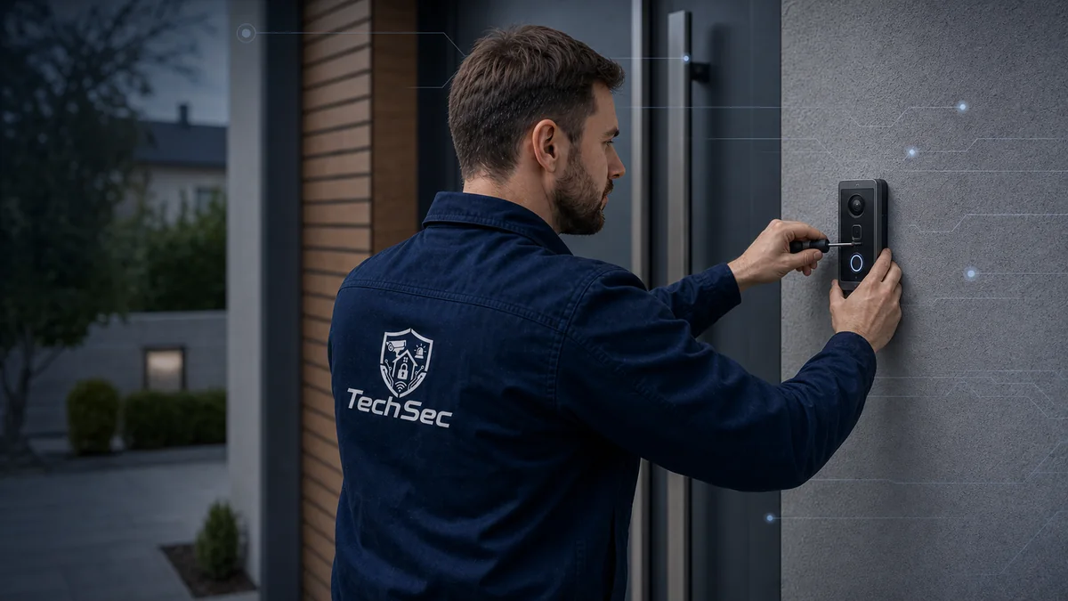 Technik TechSec montuje videovrátnik